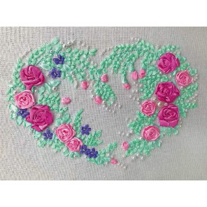  Розовое сердце Набор для вышивания лентами FeDi ЛН302