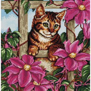 Котенок в цветах Алмазная вышивка (мозаика) Sddi Anya