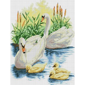 Лебеди с птенцами Алмазная вышивка (мозаика) Sddi Anya