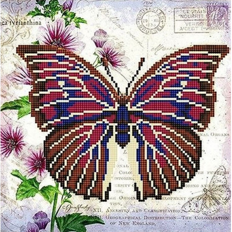  Бабочка 9 Ткань с рисунком для вышивки бисером Божья коровка 0149