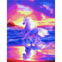 Белый конь на море Алмазная вышивка мозаика на подрамнике на подрамнике