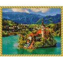 Словения. Озеро Блед Алмазная вышивка мозаика с нанесенной рамкой Molly