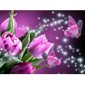 Розовые тюльпаны Алмазная частичная вышивка (мозаика) Molly