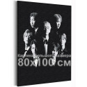 BTS черно-белый арт Корейская K-POP группа 80х100 см Раскраска картина по номерам на холсте
