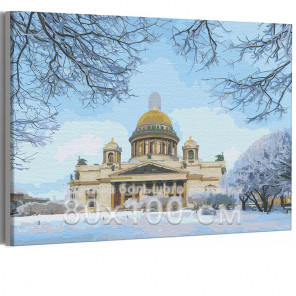  Исаакиевский собор зима / Санкт-Петербург 80х100 см Раскраска картина по номерам на холсте AAAA-RS248-80x100