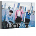 Bangtan Boys на фоне небоскребов / BTS Корейская K-POP группа 100х125 см Раскраска картина по номерам на холсте
