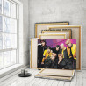 Пример в интерьере Bangtan Boys на ярком фоне / BTS Корейская K-POP группа 100х150 см Раскраска картина по номерам на холсте AA