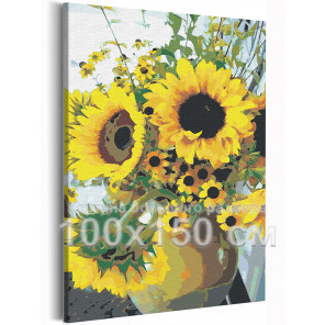  Подсолнухи / Цветы 100х150 см Раскраска картина по номерам на холсте AAAA-RS190-100x150