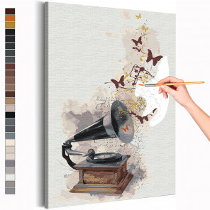  Музыка и бабочки Раскраска картина по номерам на холсте с металлической краской AAAA-RS188