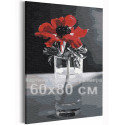 Красный мак на черно-белом фоне / Цветы 60х80 см Раскраска картина по номерам на холсте