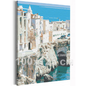  Берег Италии / Вилла на море 100х125 см Раскраска картина по номерам на холсте AAAA-RS218-100x125
