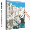 Берег Италии / Вилла на море Раскраска картина по номерам на холсте