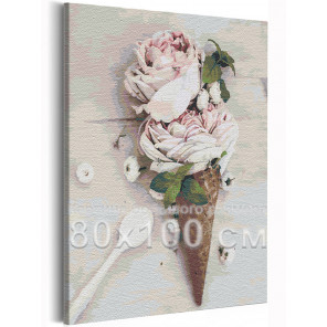  Розы мороженое / Цветы 80х100 см Раскраска картина по номерам на холсте AAAA-RS227-80x100