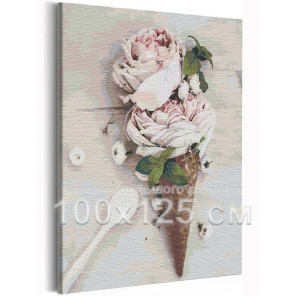  Розы мороженое / Цветы 100х125 см Раскраска картина по номерам на холсте AAAA-RS227-100x125