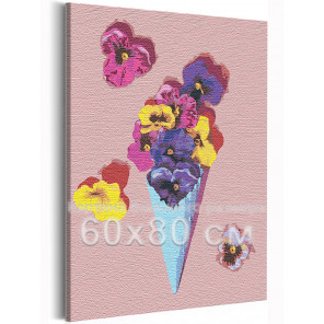  Анютины глазки мороженое / Цветы 60х80 см Раскраска картина по номерам на холсте AAAA-RS232-60x80