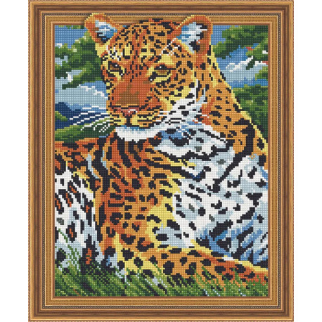 Леопард на отдыхе Алмазная вышивка мозаика TSGJ1122