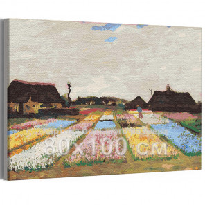 Пример в интерьере Цветники в Голландии Винсент Ван Гог / Известные картины 80х100 см Раскраска картина по номерам на холсте AA