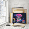 Пример в интерьере Неоновые медузы / Море 80х100 см Раскраска картина по номерам на холсте с неоновой краской AAAA-RS175-80x100