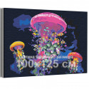 Неоновые медузы / Море 100х125 см Раскраска картина по номерам на холсте с неоновой краской