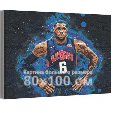  Леброн Джеймс Баскетбол 80х100 см Раскраска картина по номерам на холсте с неоновой краской AAAA-RS178-80x100