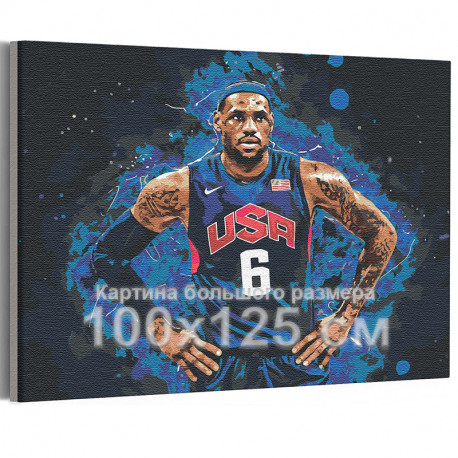  Леброн Джеймс Баскетбол 100х125 см Раскраска картина по номерам на холсте с неоновой краской AAAA-RS178-100x125