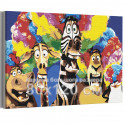 Веселое фото / Мадагаскар / Животные 80х120 см Раскраска картина по номерам на холсте
