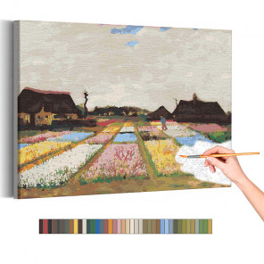 Пример картины и схема Цветники в Голландии Винсент Ван Гог / Известные картины Раскраска картина по номерам на холсте AAAA-RS2
