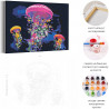 Пример картины и схема Неоновые медузы / Море Раскраска картина по номерам на холсте с неоновой краской AAAA-RS175