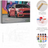 Пример картины и схема Красный автомобиль на ярком фоне / Машины Раскраска картина по номерам на холсте AAAA-RS182