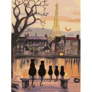 Пример готовой работы Парижские коты Картина по номерам Molly KK0694