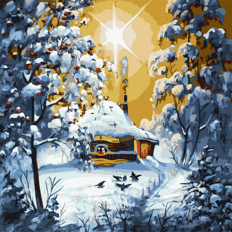  Зимняя избушка Картина по номерам Molly KH1088
