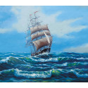 Корабль с белыми парусами Раскраска картина по номерам на холсте