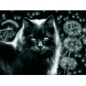 Кот и одуванчики Раскраска картина по номерам на холсте Белоснежка