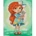 Девочка с котенком Алмазная вышивка мозаика Белоснежка