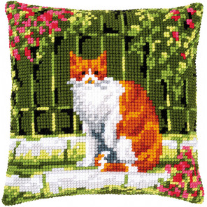  Кошка среди цветов Набор для вышивания подушки Vervaco PN-0184400