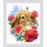 Вариант оформления в рамке Кролик в цветах Набор для вышивания Риолис 1986