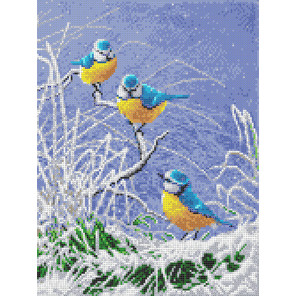  Синички Габардин с рисунком для вышивки бисером Каролинка ТКБЖ 3038