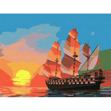  Закат над морем Раскраска картина по номерам на подрамнике KH0781