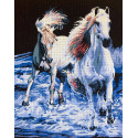 Пара белых лошадей Канва жесткая с рисунком для вышивки Gobelin L