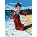 Девушка у моря Канва жесткая с рисунком для вышивки Gobelin L
