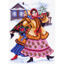 Русские пляски Ткань с рисунком для вышивания Матренин Посад