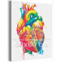 Цветное сердце / Радужный свет 60х80 см Раскраска картина по номерам на холсте с неоновой краской