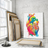  Цветное сердце / Радужный свет 75х100 см Раскраска картина по номерам на холсте с неоновой краской AAAA-RS164-75x100