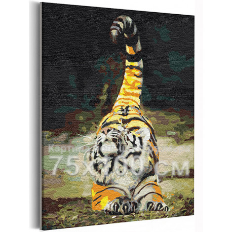  Тигр потягивается / Символ года / Животные 75х100 см Раскраска картина по номерам на холсте AAAA-RS396-75x100