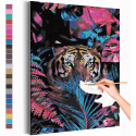 Тигр в джунглях / Символ года / Животные Раскраска картина по номерам на холсте с неоновой краской