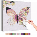 Бабочка и цветочное крыло / Цветы Раскраска картина по номерам на холсте с металлической краской