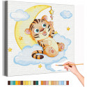 Тигрёнок на луне / Символ года / Животные Раскраска картина по номерам на холсте с с неоновой краской для детей