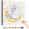  Единорожка на луне / Единорог Сказочные животные Раскраска картина по номерам на холсте для детей AAAA-RS100