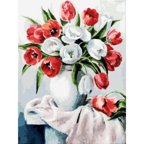  Красные и белые Раскраска картина по номерам на холсте Белоснежка 473-OVC