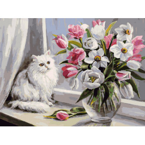  Весна на окошке Раскраска картина по номерам на холсте Белоснежка 478-OVC